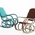 Teal and Brown Rocking Leisure Chairs with Metal Frame and Modern Design