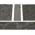 Gray Stone Stepping Stones with Various Patterns and Small Green Grass in Gaps