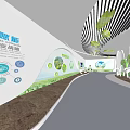 Green Agriculture Technology Exhibition Hall With Interactive Displays And Eco Elements 3d model