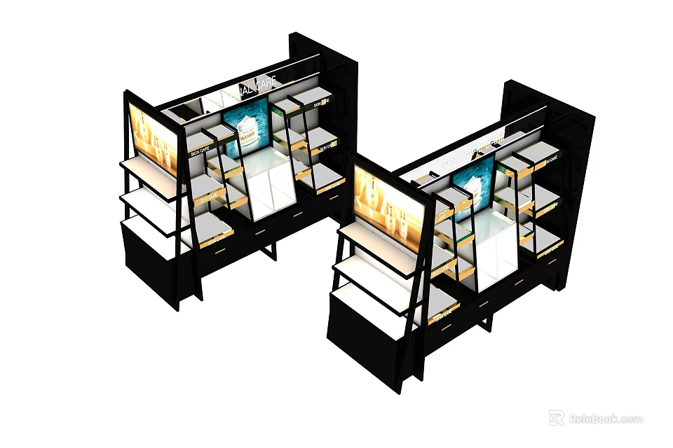 Modern Retail Display Shelves With Multiple Layers And Open Structure Design 3d model 