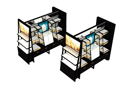 Modern Retail Display Shelves With Multiple Layers And Open Structure Design 3d model