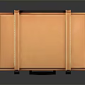 Vintage Orange Suitcase With Metal Straps And Brown Handle Design