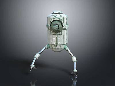 Industrial Mechanical Robot Structure With Cylindrical Body Circular Top And Three Slender Legs 3d model