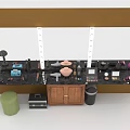 Modern Dressing Table With Wooden Cabinets Mirror And Makeup Accessories Design