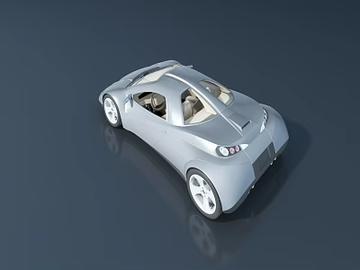 Silver Sleek Two Seater Concept Sports Car With Modern Futuristic Design 3d model