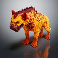Detailed Fierce Hyena Character With Yellow Red Flaming Spotted Texture