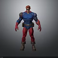 Superhero Action Figure With Red Hair Blue Top Red Pants Shoulder Pads And Brown Boots
