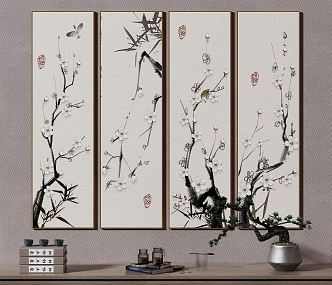 New Chinese Plant Painting Decorative Painting 3d model