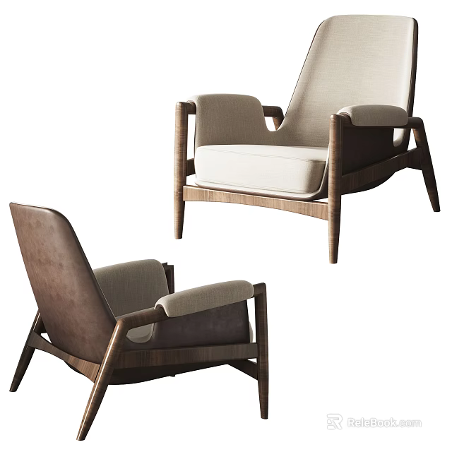 Modern Accent Chair With Wooden Frame Comfortable Cushion And Armrest Design 3d model 