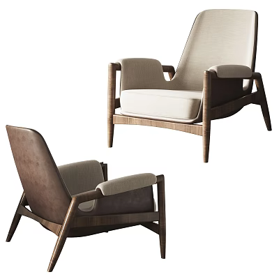 Modern Accent Chair With Wooden Frame Comfortable Cushion And Armrest Design 3d model