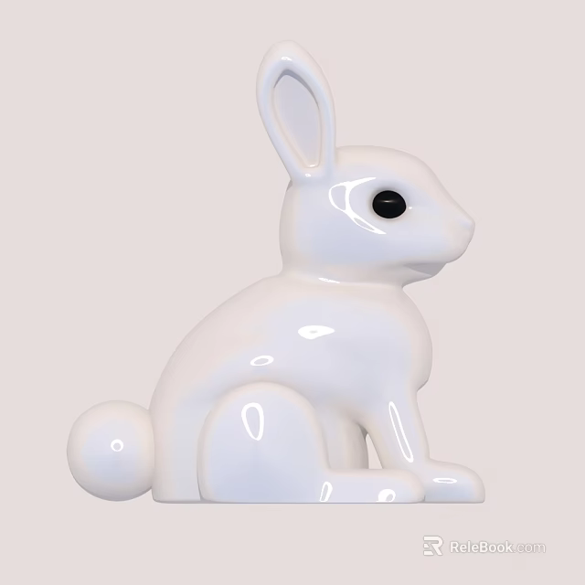 White Rabbit Doll With Glossy Finish And Cute Design 3d model