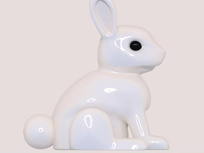 White Rabbit Doll With Glossy Finish And Cute Design 3d model