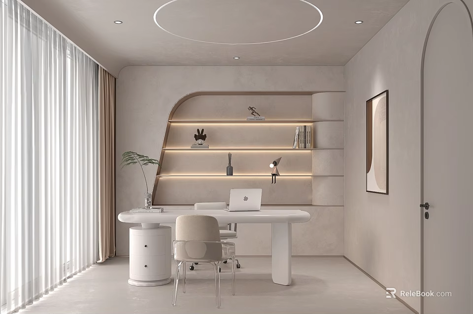 Modern Beauty Hair Salon With Open Layout Mirror And Styling Chair 3d model 