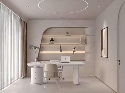 Modern Beauty Hair Salon With Open Layout Mirror And Styling Chair 3d model