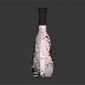 Elegant Pear Shaped Wine Bottle And Glass With Hermos Label Brown Cap Reflective Gray Background