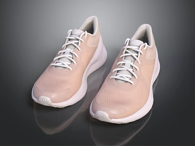 Light Pink Modern Casual Sneakers With White Laces And Breathable Mesh Upper 3d model