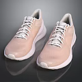 Light Pink Modern Casual Sneakers With White Laces And Breathable Mesh Upper