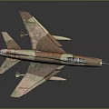 Vintage Military Fighter Aircraft With Camouflage Paint Sharp Nose And Weapon Attachments