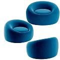 Stylish Round Blue Velvet Upholstered Single Sofa For Cozy Modern Home Living Space Decoration
