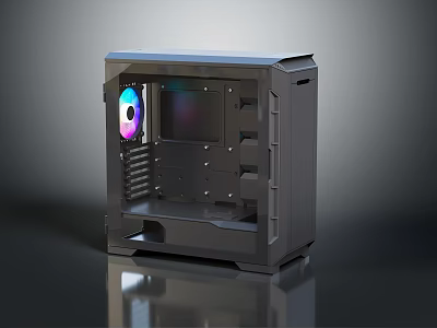 Modern Gaming Computer Case With Transparent Side Panel And RGB Fan Display Design 3d model