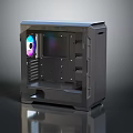 Modern Gaming Computer Case With Transparent Side Panel And RGB Fan Display Design 3d model