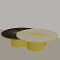 Modern Round Coffee Table With Black And White Tops And Gold Bases 3d model