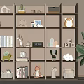 Cozy Wooden Bookshelf Displaying Stuffed Animals Books Potted Plants And Decorative Items