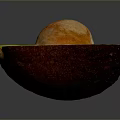 Halved Fresh Avocado With Green Creamy Flesh And Brown Pit