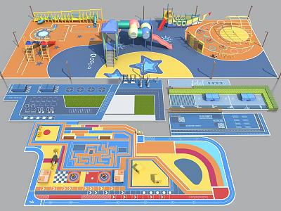 Children's Playground Design With Colorful Slides Climbing Structures And Play Zones 3d model