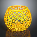 Hollow Yellow Spherical Decorative Household Ornament With Lattice Design For Home Use