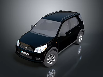 Black SUV 3D Rendering with Roof Rack Headlights and License Plate 3d model