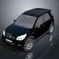 Black SUV 3D Rendering with Roof Rack Headlights and License Plate