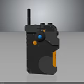Black Tactical Portable Device With Antenna Orange Buttons And Blue Indicator Light 3d model