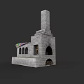 Traditional Stone Fireplace With Arched Chimney Design And Colorful Accents