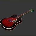Acoustic Guitar with Red and Black Gradient Body and Steel Strings for Daily Use