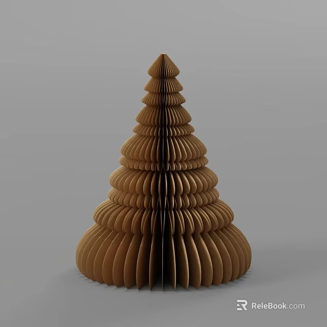 Unique Brown Folded Tree Shaped Decorative Ornament With Layered Structure 3d model