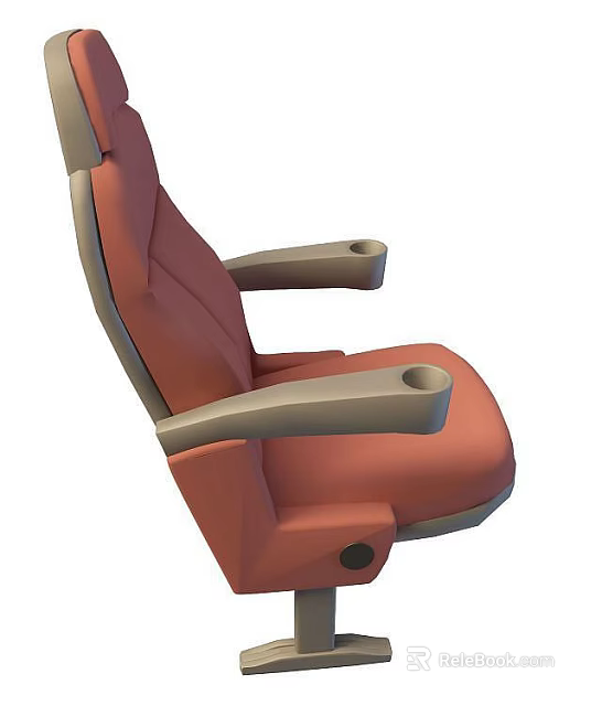 Tech Exhibition Hall Orange Seats With Armrest Cup Holders Design 3d model 