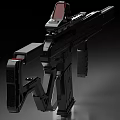 Futuristic Tactical Weapon Design With Black Red Accents Ergonomic Grip And Tactical Stock