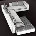Light Gray Sectional Sofa Upholstered With Multiple Cushions Modern Design And Chaise Lounge 3d model