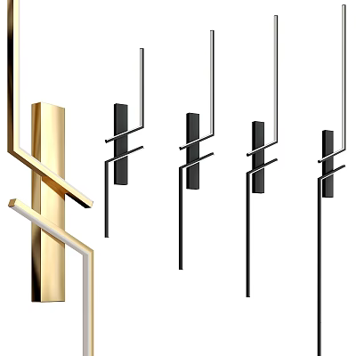 Modern Geometric Wall Lamps With Sleek Metal Design In Gold And Black 3d model