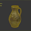 Handcrafted Clay Jug With Intricate Sculpture Carving And Leaf Pattern Details