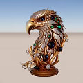Handcrafted Gold Silver Eagle Head Sculpture With Precious Gemstones And Exquisite Base Design