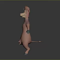 Cartoon Cow Game Film Character 3D Model With Pink Body And Blue Hooves