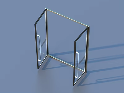 Glass Shelf with Metal Frame Open Design for Home Living Supplies Storage 3d model