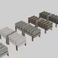 Modern Bed Bench With Cylindrical Cushions Gray Brown Metal Legs And Draped Blanket