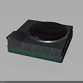 Electronic Heating Appliance With Gray Square Base And Green Circular Ceramic Heating Panel
