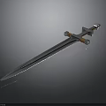 Blue Metal Sword With Decorative Hilt And Sharp Shiny Blade Design