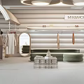 Modern Clothing Store Interior Design With Clothing Racks Sofa Mirror And Lighting