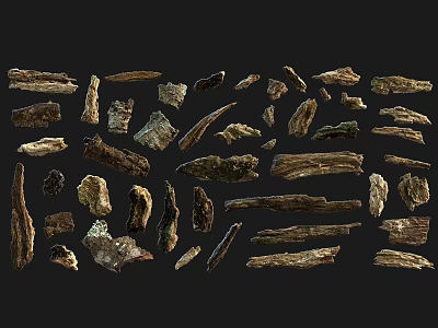 Natural Stone and Wood Materials Featuring Assorted Shapes and Textures for Design Projects 3d model