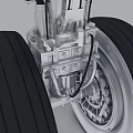 Aircraft Landing Gear Dual Tires With Silver Rims And Metal Components